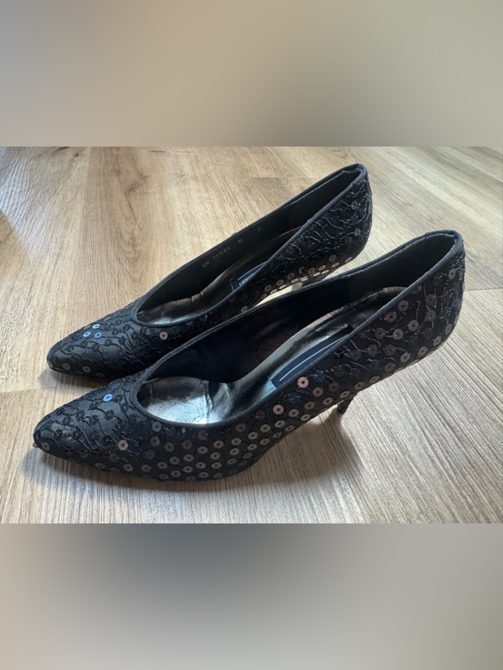Sequin Black Heels